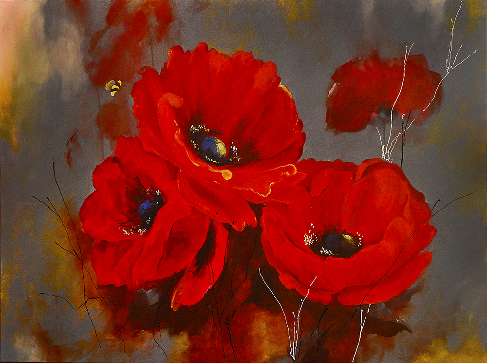 Flowers - Acrylic On Canvas by Surbhi Soni