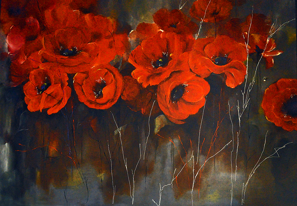 Fresh Bloom II - Acrylic On Canvas by Surbhi Soni