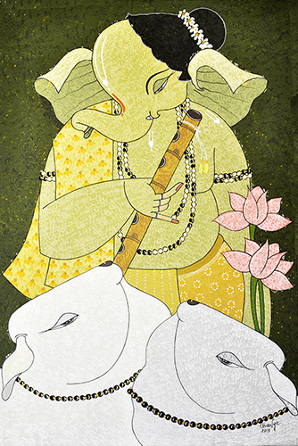 Ganpati with Cows By Apu Debnath .