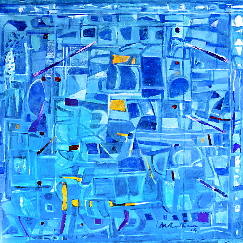 Blue -  Acrylic  On Canvas by ACHUTHAN KALLEKALATHIL