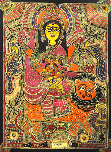 Madhubani 03- Madhubani Art On Hand Made Paper by Shanti Devi