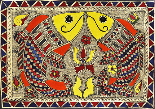 Madhubani 12 - Madhubani Art On Hand made Paper by Teera Devi