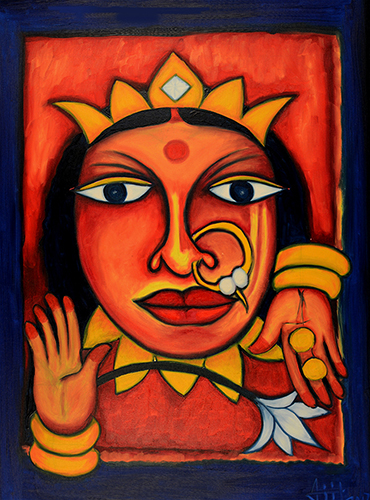 Devi - Acrylic On Canvas by Ajit Varma