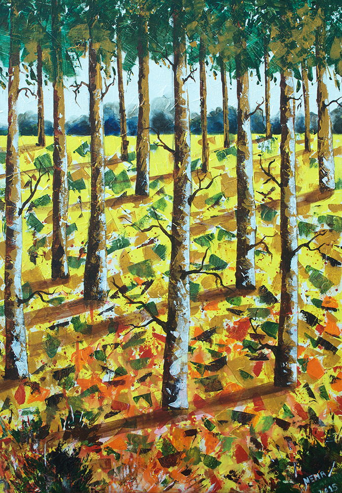 Rubber Plantation - Acrylic On Canvas by  Neha 