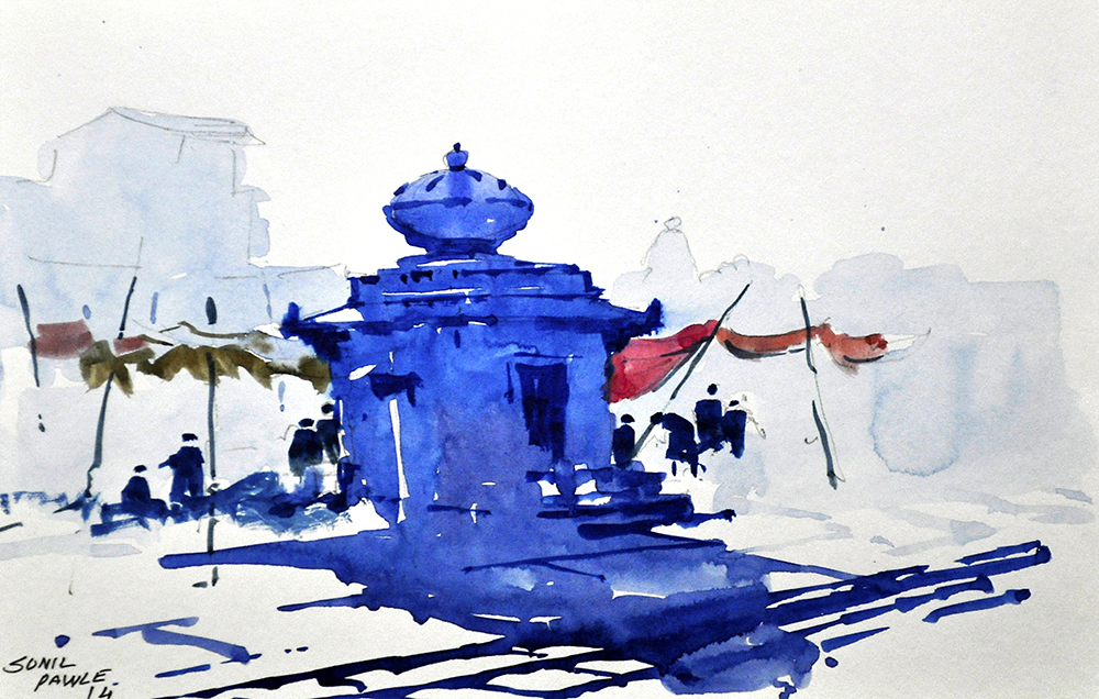 Catch - Water Color On Paper by Sunil Pawle