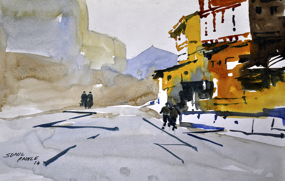 Range of View - Water Color On Paper by Sunil Pawle