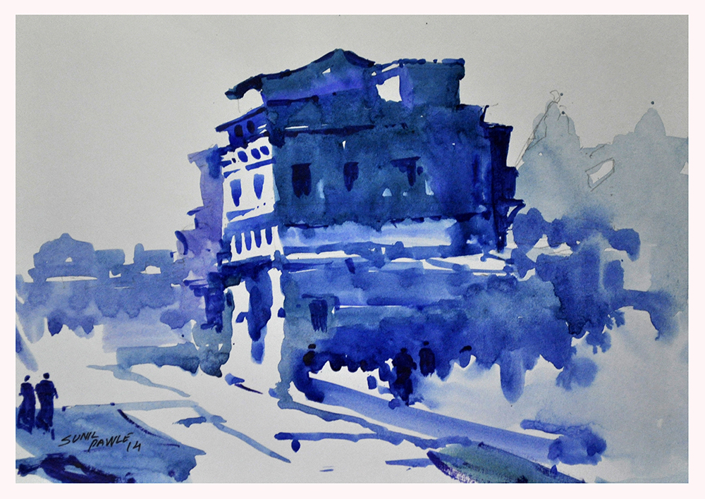 Sight on - Water Color On Paper by Sunil Pawle