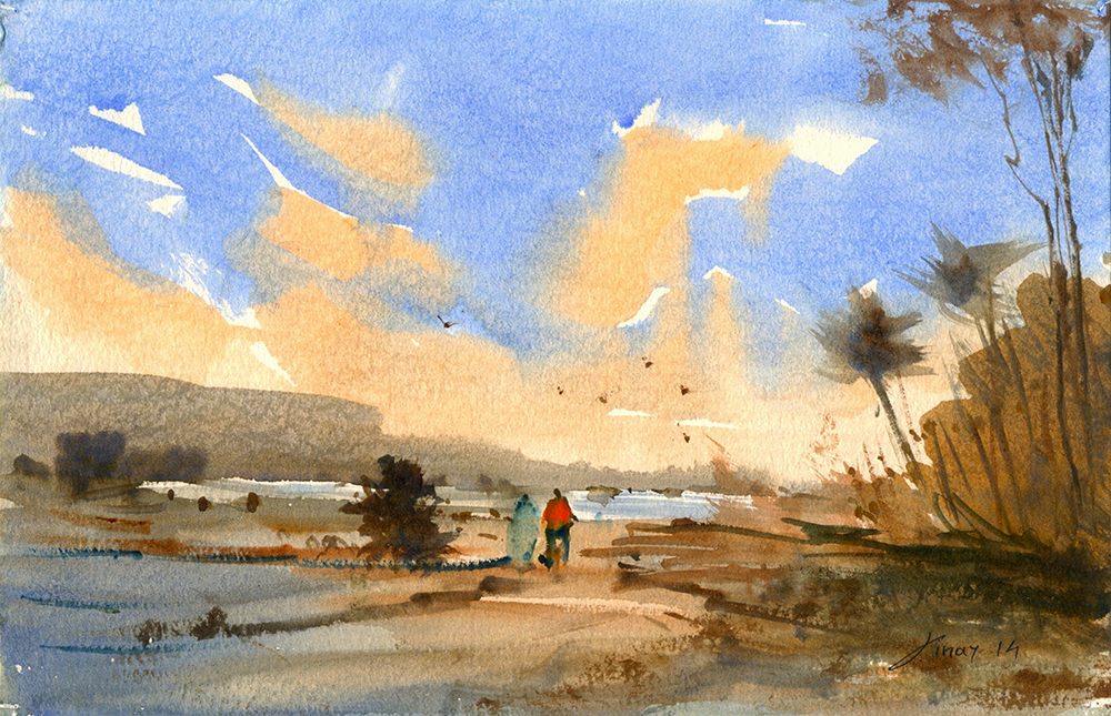 Airy - Water Color On Paper by Vinay Pawle