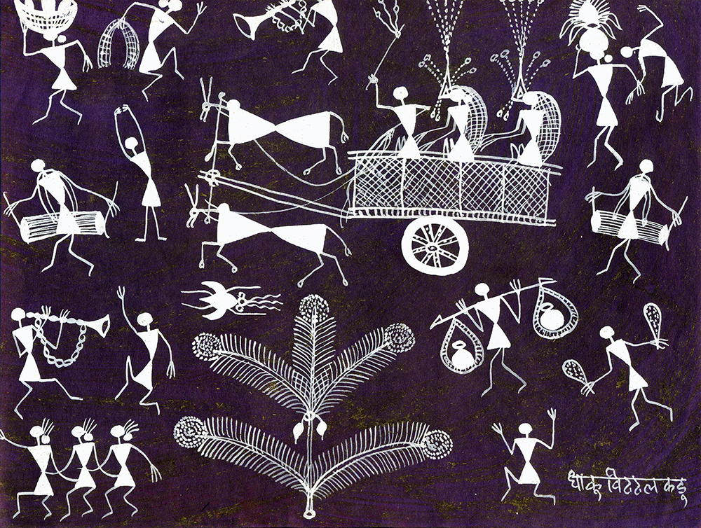 Cetennial -  Warli Painting by Dhaku V Kadu