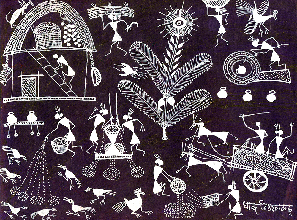 Gilly -  Warli Painting by Dhaku V Kadu