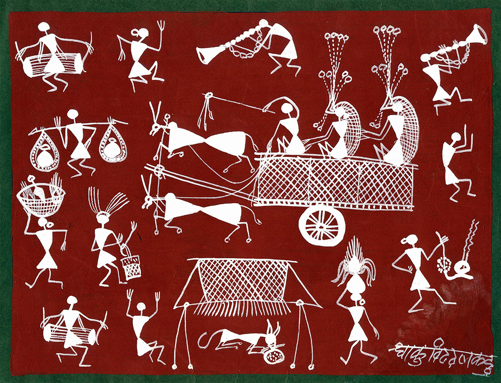 Day of Rest -  Warli Painting by Dhaku V Kadu