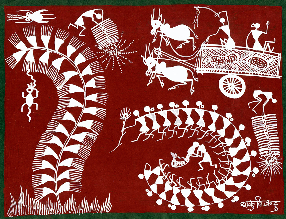 Regale -  Warli Painting by Dhaku V Kadu