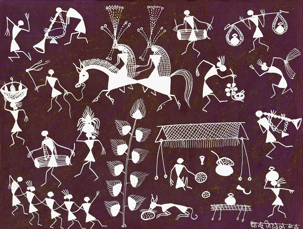 Potlatch -  Warli Painting by Dhaku V Kadu