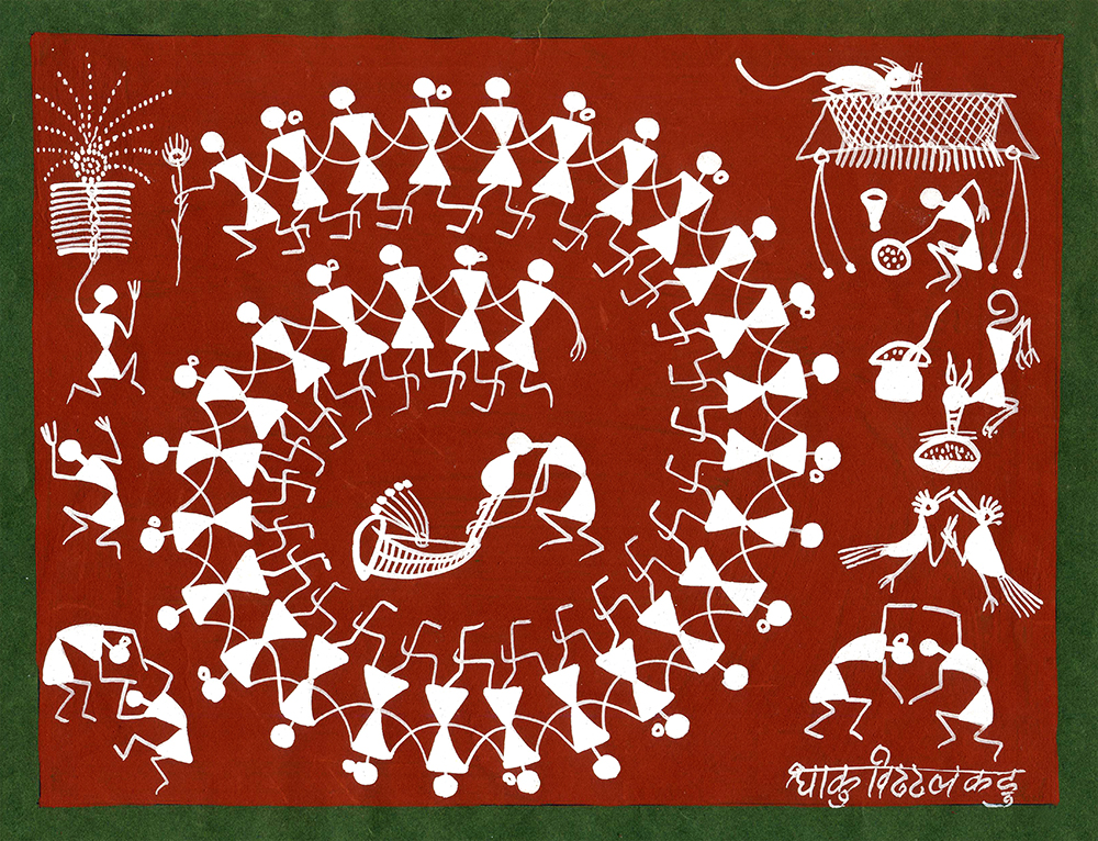 Wingding -  Warli Painting by Dhaku V Kadu