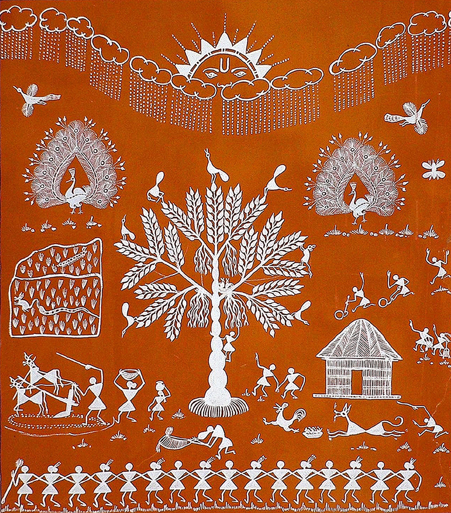 Rainy Day fund - Warli Painting by Ganesh Wangadd