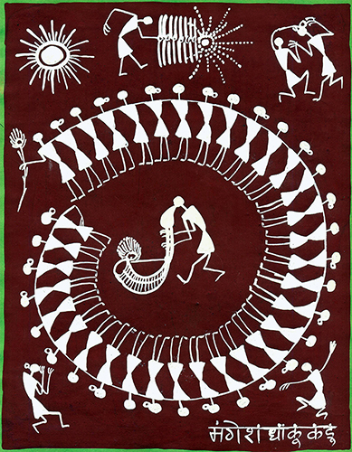 Oodles - Warli Painting by Mangesh Dhaku Kadu