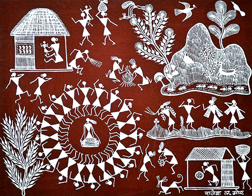 Jamboree -  Warli Painting by Rajesh More 