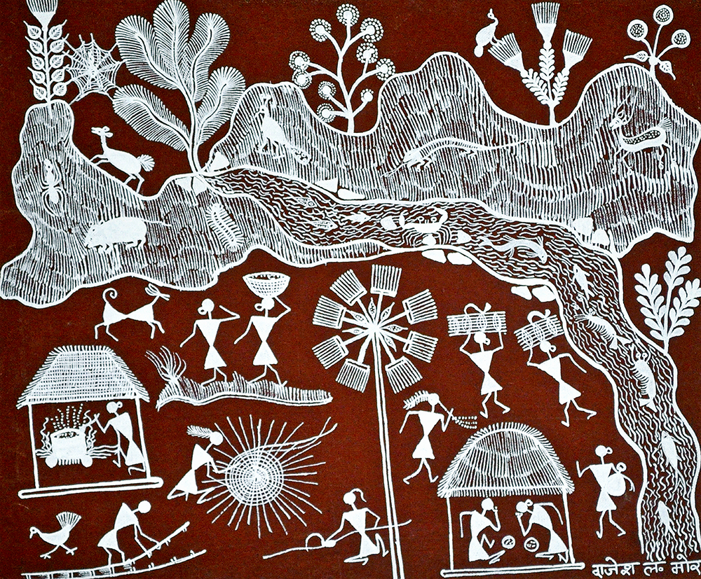 Fiesta -  Warli Painting by Rajesh More 