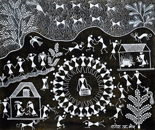 Jolification -  Warli Painting by Rajesh More 