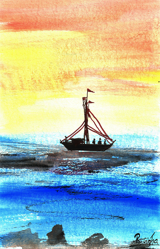 Blurb - Water Color On Paper by Rakesh Sinha