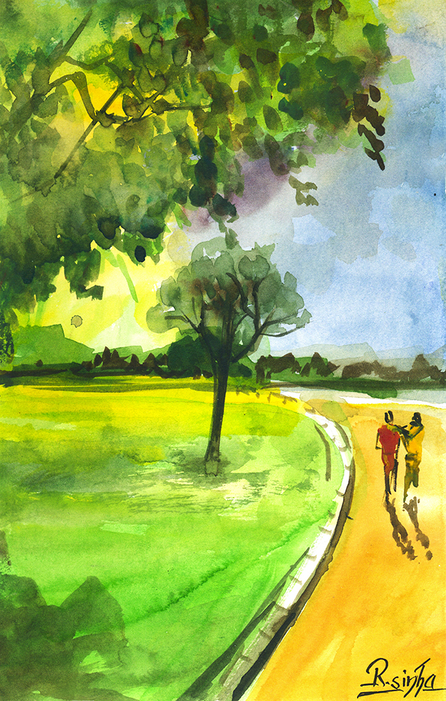 Memoir - Water Color On Paper by Rakesh Sinha