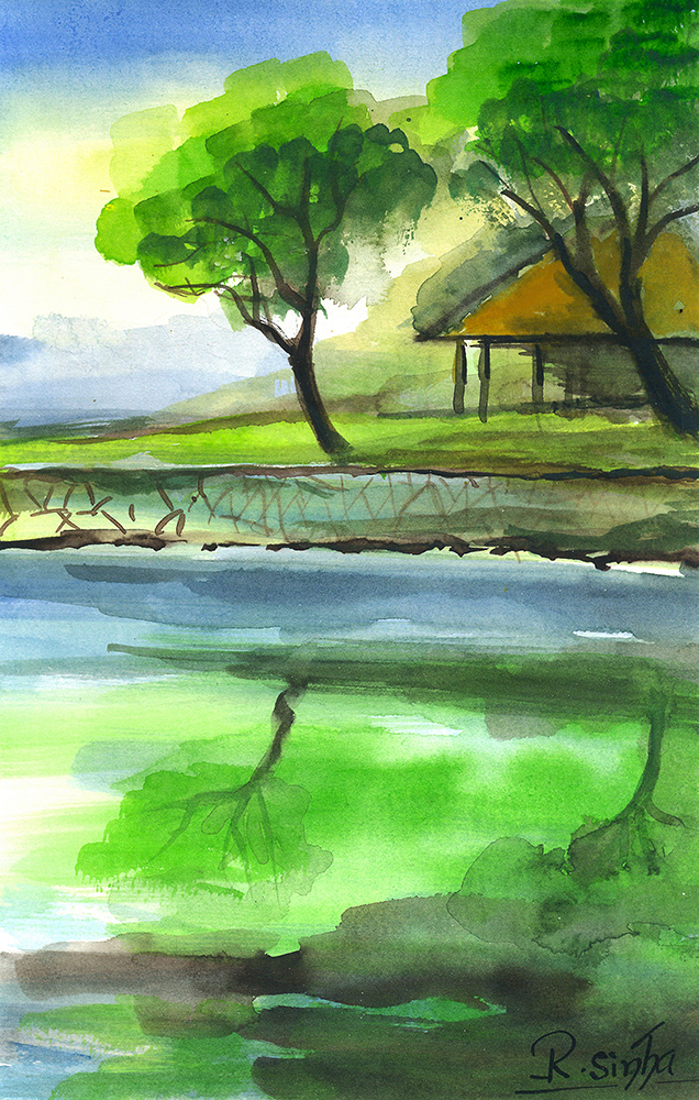 Whim - Water Color On Paper by Rakesh Sinha