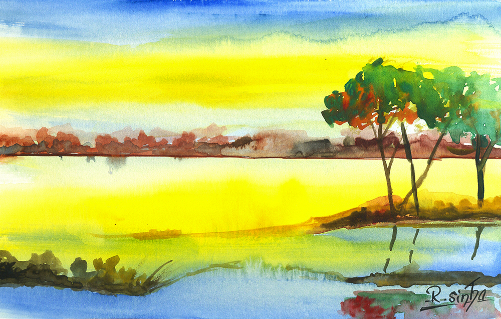 Vitality - Water Color On Paper by Rakesh Sinha